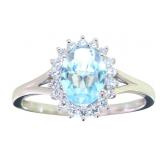 Oval 1.25 ct Aquamarine & Diamond Halo Ring