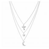 1.04 ct Cross Moon & Star Lab Diamond Necklace