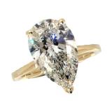 14k Gold 5.23 ct Pear Cut Lab Diamond Ring