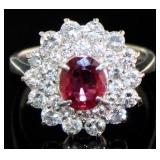 Platinum 2.41 ct Natural Ruby & Diamond Ring