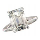 14kt Gold Emerald Cut 2.90 ct Lab Diamond Ring