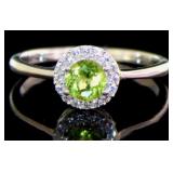 Genuine Peridot Halo Ring