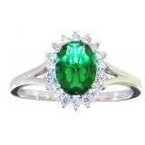 Oval 1.25 ct Emerald & Diamond Halo Ring