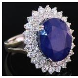 14kt Gold 12.62 ct GIA Sapphire & Diamond Ring