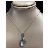 Pear Cut 6.05 ct Natural Blue Topaz Pendant