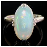 Platinum 2.80 ct Natural Opal Solitaire Ring