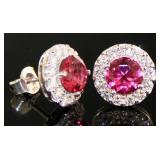 Round 3.48 ct Ruby & Diamond Earrings