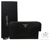 Prada Saffiano Leather Round Fastener Long Wallet