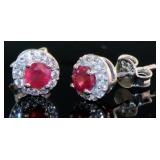 Round Genuine Ruby Designer Earrings