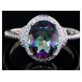 Oval 3.10 ct Mystic Topaz & Diamond Ring