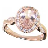 Oval 2.06 ct Morganite & Diamond Ring