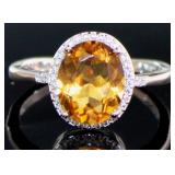 Oval 4.50 ct Natural Citrine & Diamond Ring