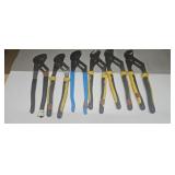 Six various pump pliers