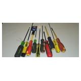 10 - ten assorted Flathead screwdrivers