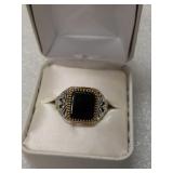 Size 12 black, silver & gold  color ring