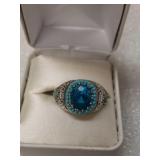 Size 12 silver & blue  color ring