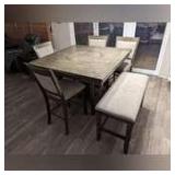 Dining room hightop table w/4 chairs and bench seat