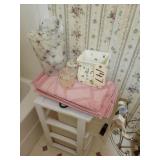 Bath mats, waste basket, tooth brush holder,