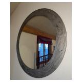 Rustic round wall mirror