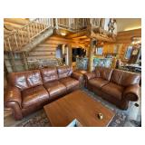 Rustic Leather Couch and Loveseat Set