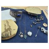 Vintage sterling jewelry lot with accessories