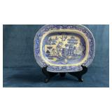 Antique blue and white ironstone willow pattern