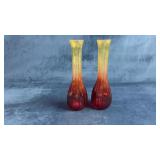 Vintage Red and Yellow Glass bud vase