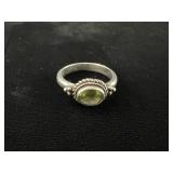 Sterling Ring with Pale Green Stone