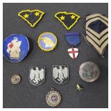 Military WWII German & US patches pins pith