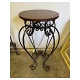 Round Top Wooden and Metal Plant Stand