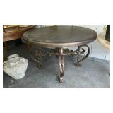 Ornate Iron Table with Textured Wood Top