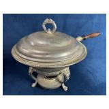 Silver Plated Chafing Dish with Wood Handle