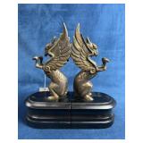 Pair of Fierce Bronze Griffin Bookends