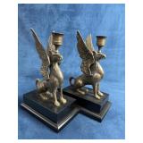 Two Dramatic Griffin Candle Holder