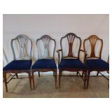 Antique Wood Chairs Blue Upholstery