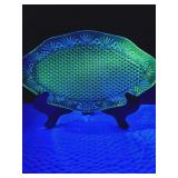 Uranium Pressed Glass Serving Platter