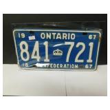 1967 Ontario Confederation 841 721 License Plate