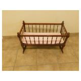 Vimtage Wooden Baby Rocking Cradle 19 X 36