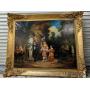 1800s Orig. French Painting Gathering in the Park