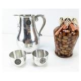 Steel Pitcher and Cups w/ Preserved Olives