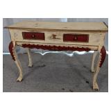 White Queen Ann Style Office Desk w/2 Drawers