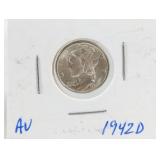 1942 Mercury One Dime Coin