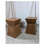 (2) Wooden Geometric Side Tables