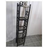 (1) Black Metal 4-Tier Shelf with Decorative