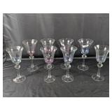 (7) Colored Crystal Wine Glasses