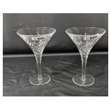 (2) Crystal Martini Glasses with Swirl Design