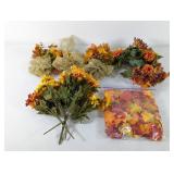 Fall-Themed Flower, Leaves & Ribbon Decor Set