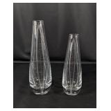 (2) Assorted Etched Crystal Vases