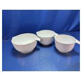 (3) White Mixing Bowls with Handles