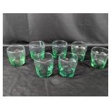 (7)Vintage Green Rock Glasses Set